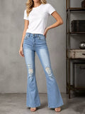 High-Waisted Distressed Flare Jeans - Lilixa.store