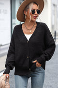 Button-Up Dropped Shoulder Cardigan - Lilixa.store