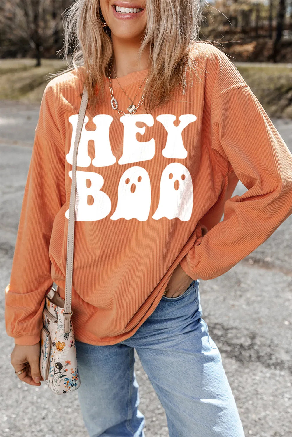 Letter Graphic Round Neck Long Sleeve Sweatshirt - Lilixa.store