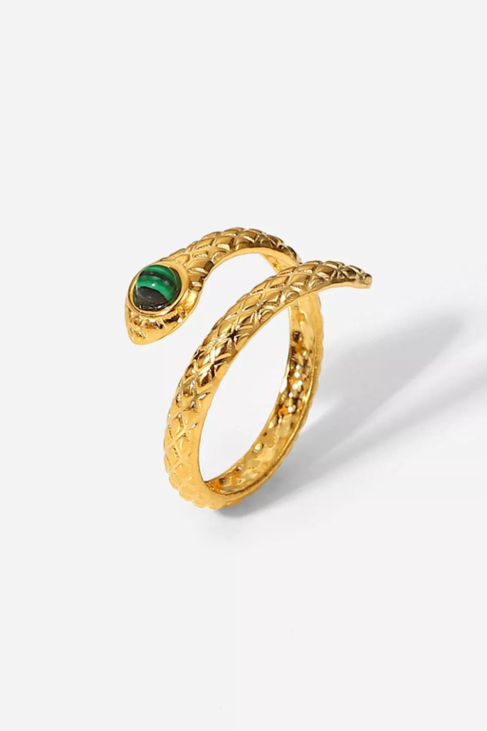Snake Charmer Malachite Snake-Shaped Bypass Ring - Lilixa.store