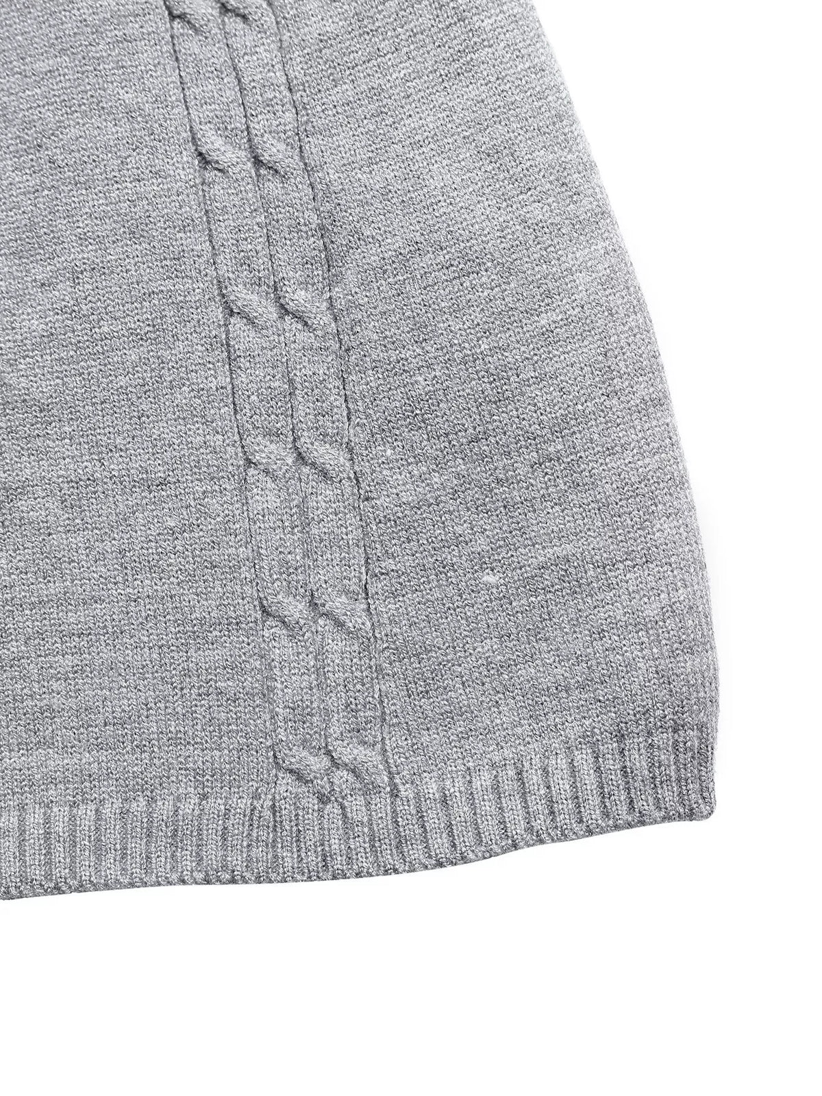 Cable Knit A-Line Sweater Dress in Gray, view 9