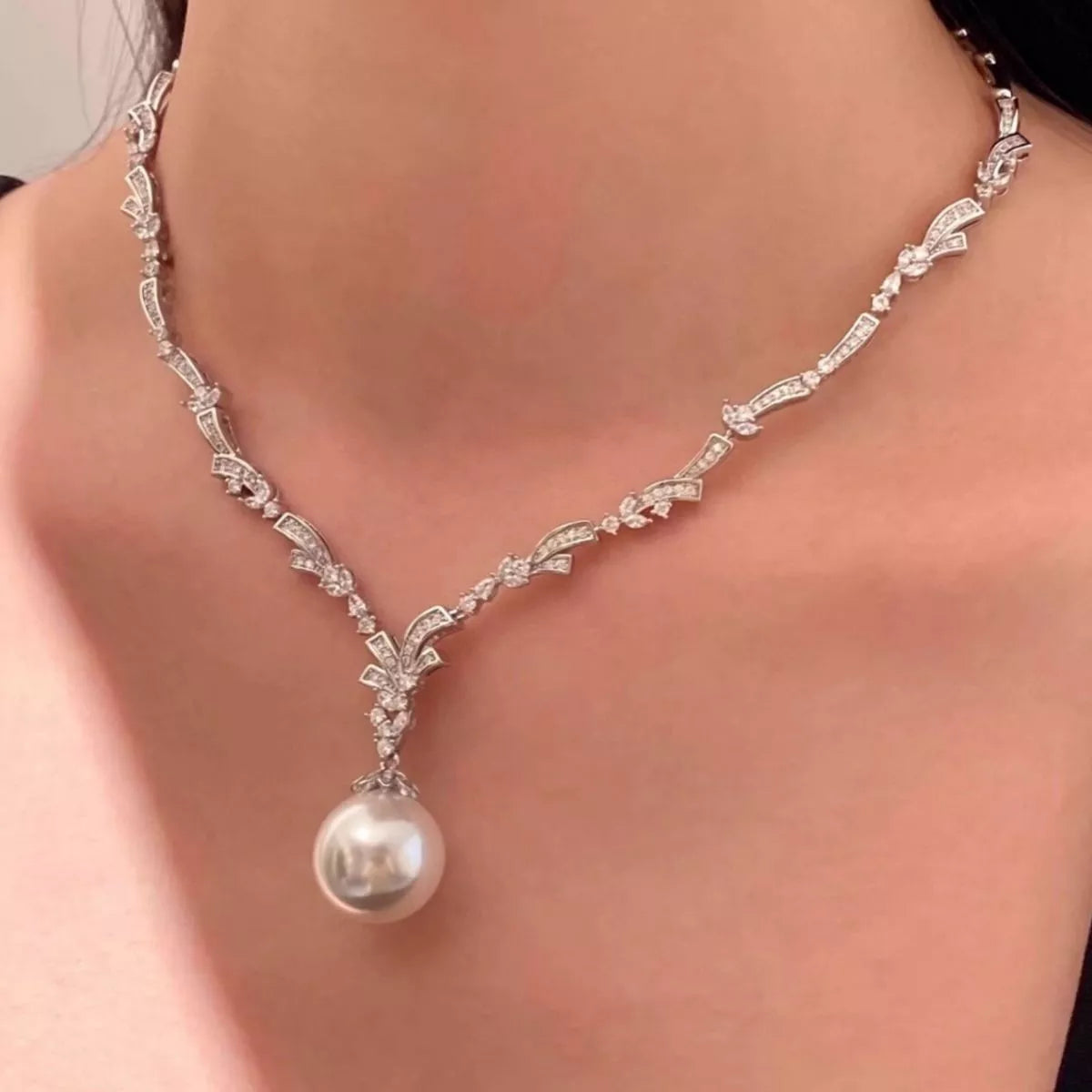 Zircon Pearl Pendant Necklace - Lilixa.store