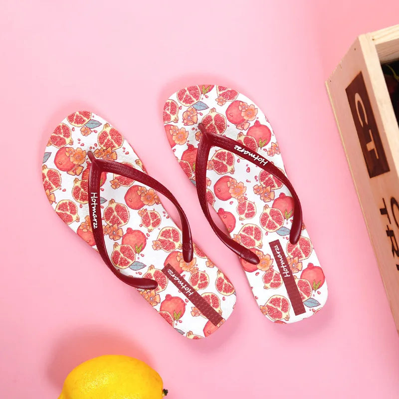 Fruit Print Summer Toe Post Slippers - Lilixa.store