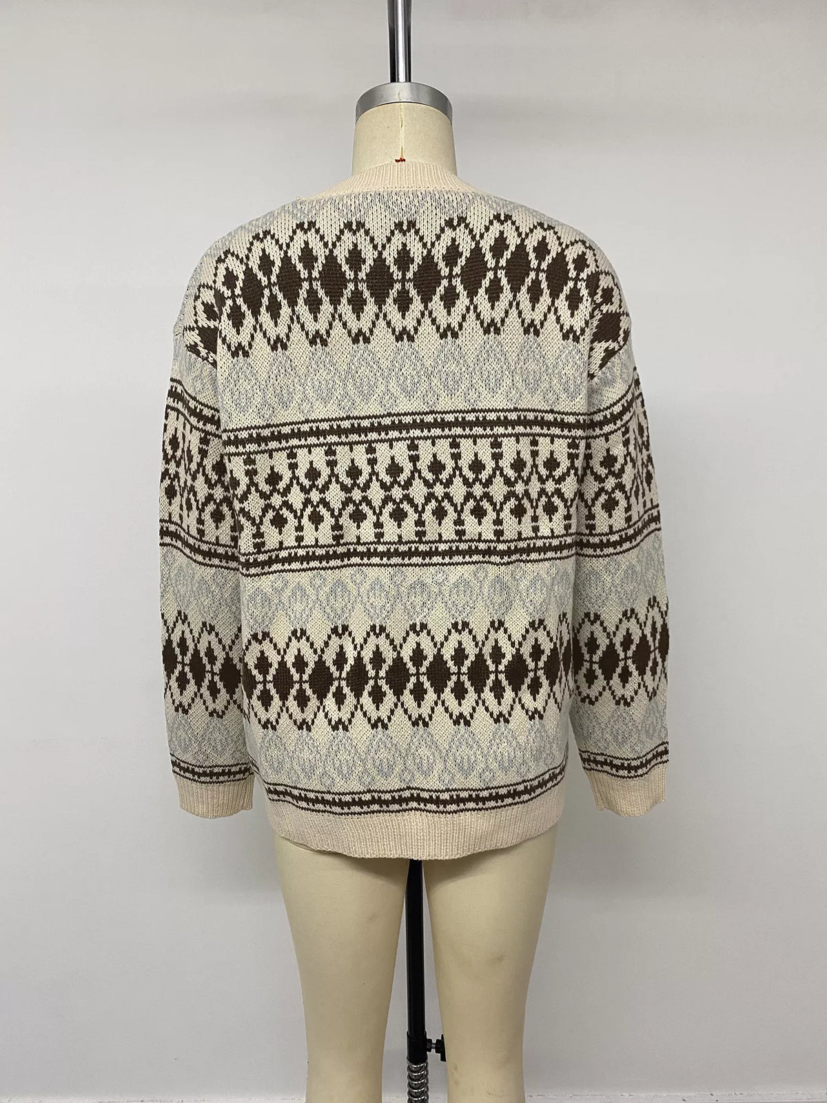 Fair Isle Pattern Crew Neck Sweater - Lilixa.store
