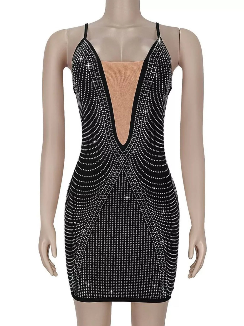 Rhinestone Spaghetti Strap Mini Dress - Lilixa.store