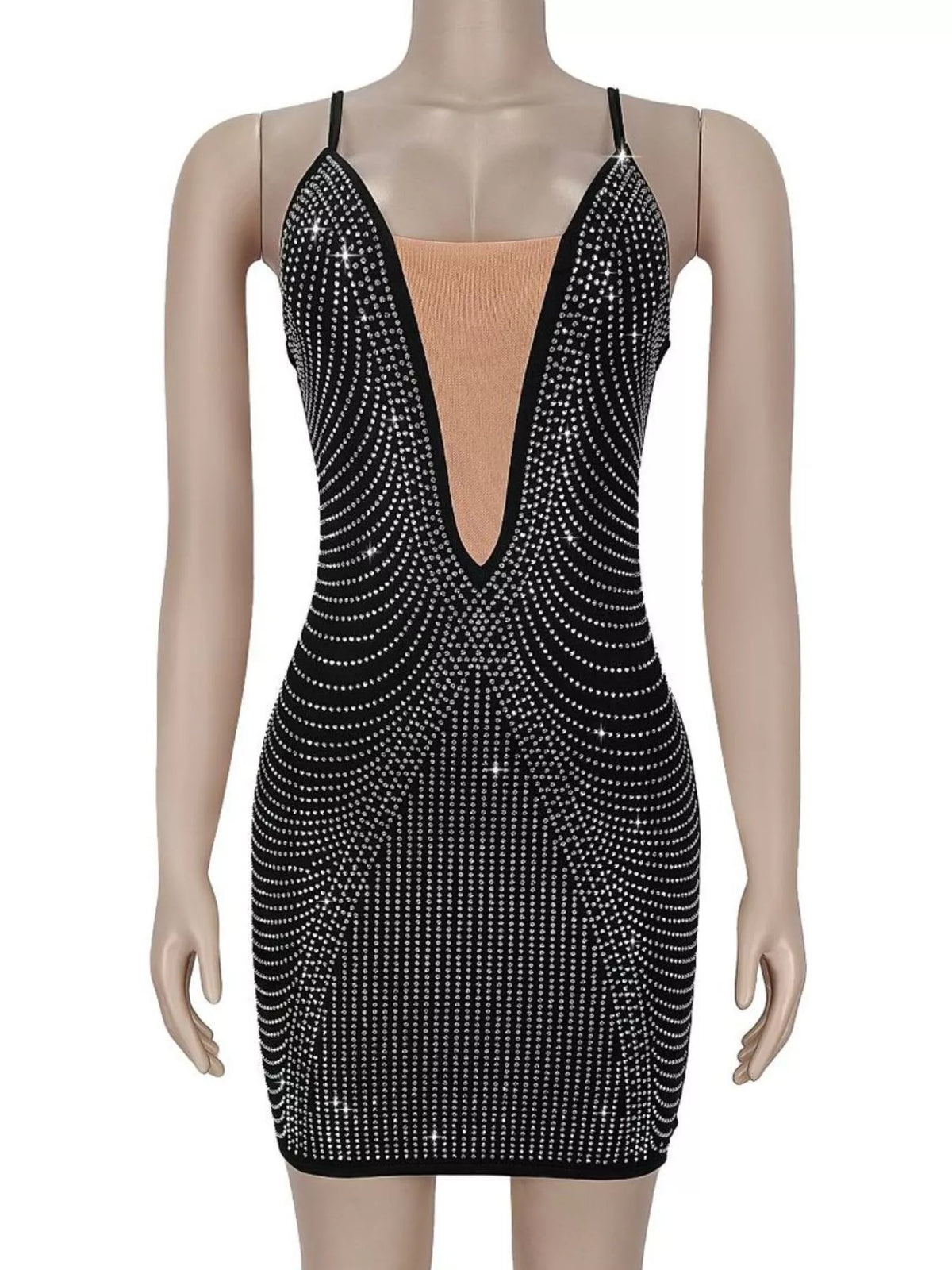 Rhinestone Spaghetti Strap Mini Dress - Lilixa.store