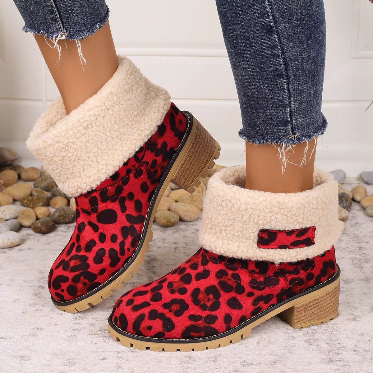 Leopard Print Plush Lined Boots - Lilixa.store