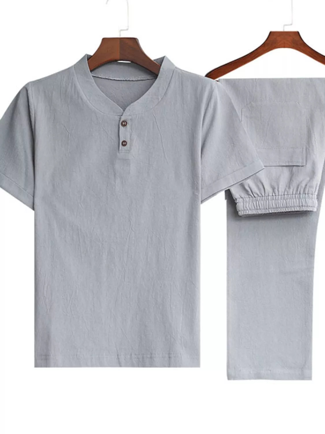 Men's Plus Size Casual Short Sleeve Top & Pants Set - Lilixa.store