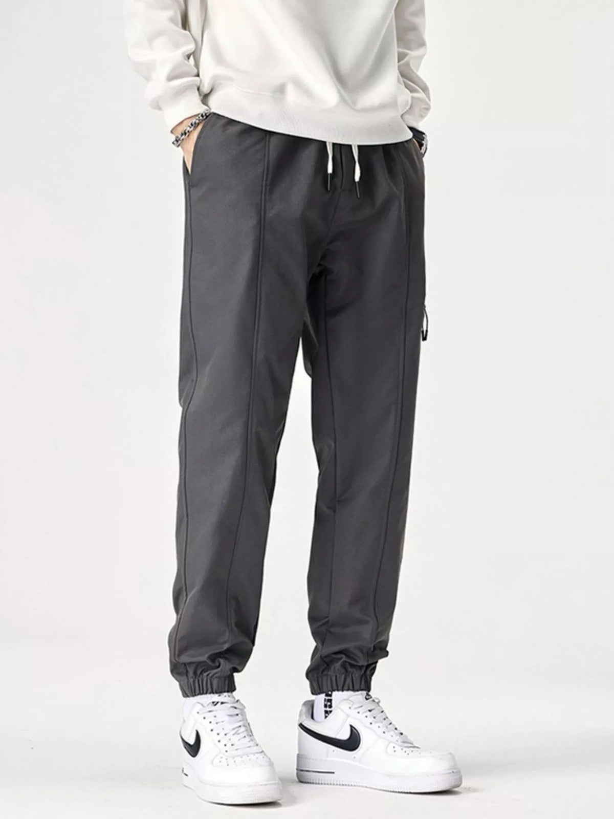 Men's Plus Size Drawstring Wide Leg Joggers, view 7