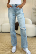 Judy Blue Full Size High Waist Distressed Straight Jeans - Lilixa.store