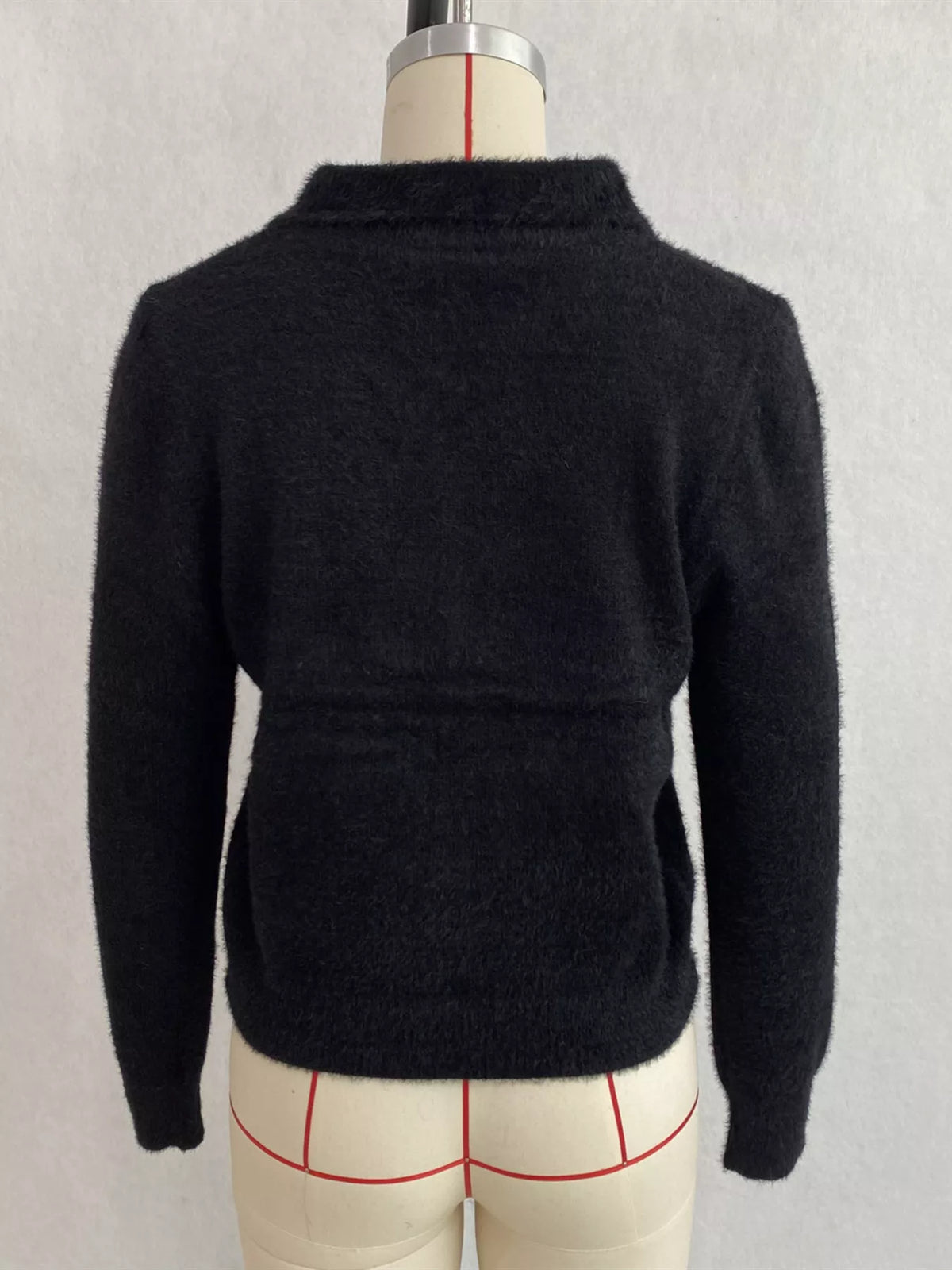 Fuzzy Letter Zip-Up Cardigan, view 10