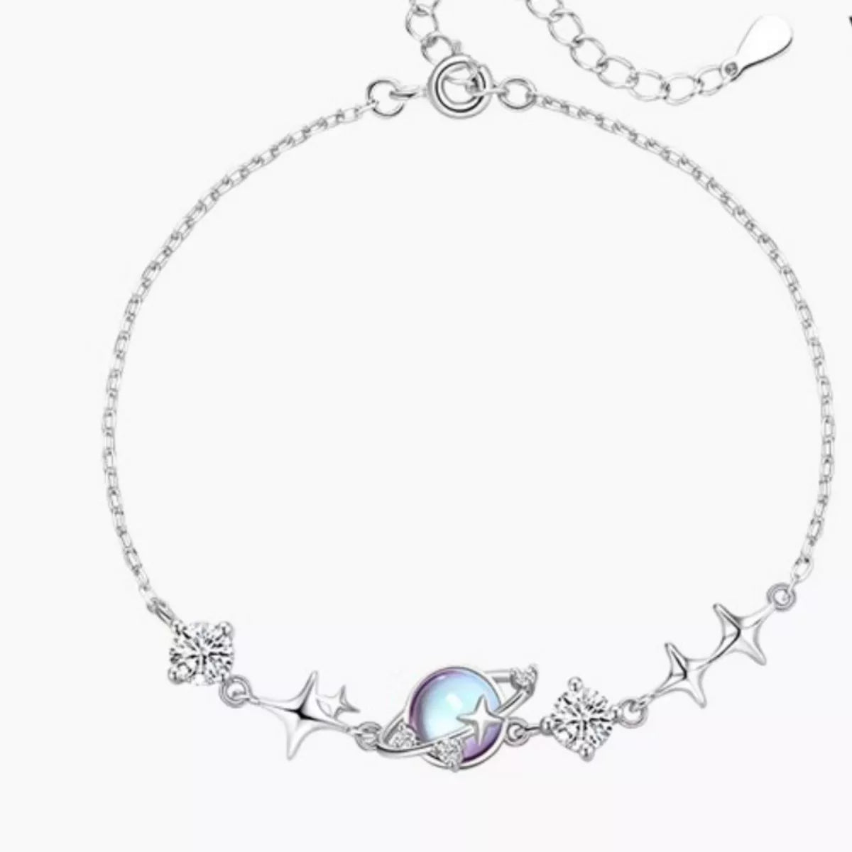 925 Sterling Silver Zircon Star Adjustable Bracelet - Lilixa.store