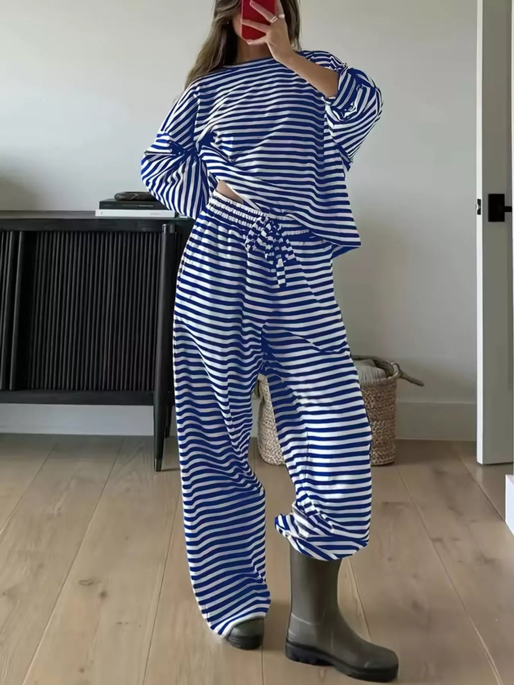 Striped Long Sleeve Top and Pants Set - Lilixa.store
