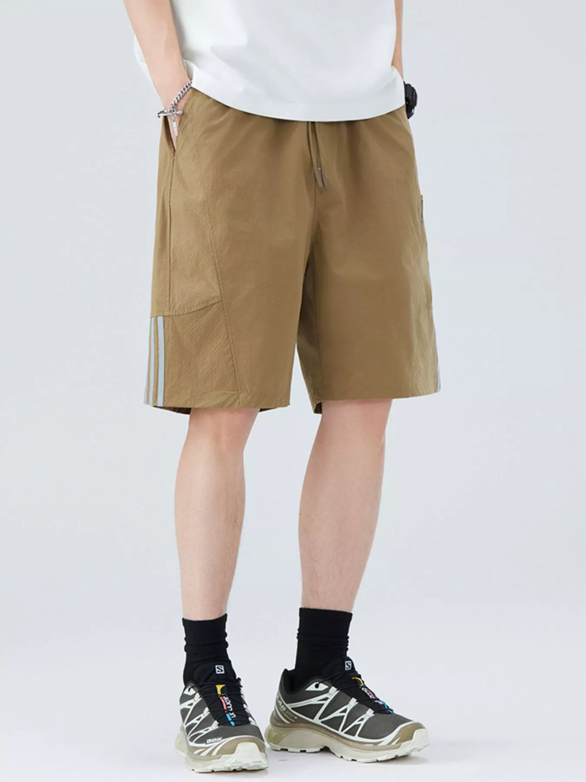 Men's Plus Size Casual Striped Shorts, view 5