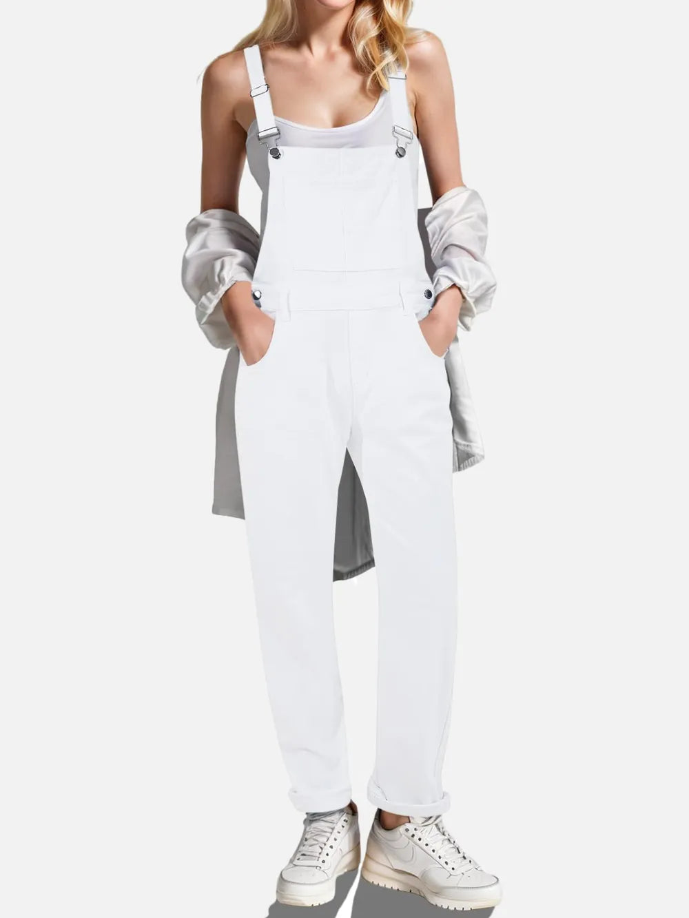 Square Neck Wide Strap Denim Overalls - Lilixa.store