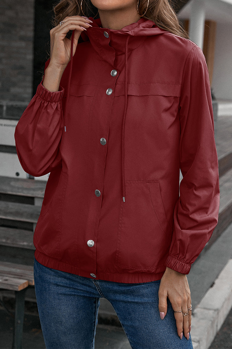 Ivy Lane Button-Down Long Sleeve Sports Jacket in Burgundy