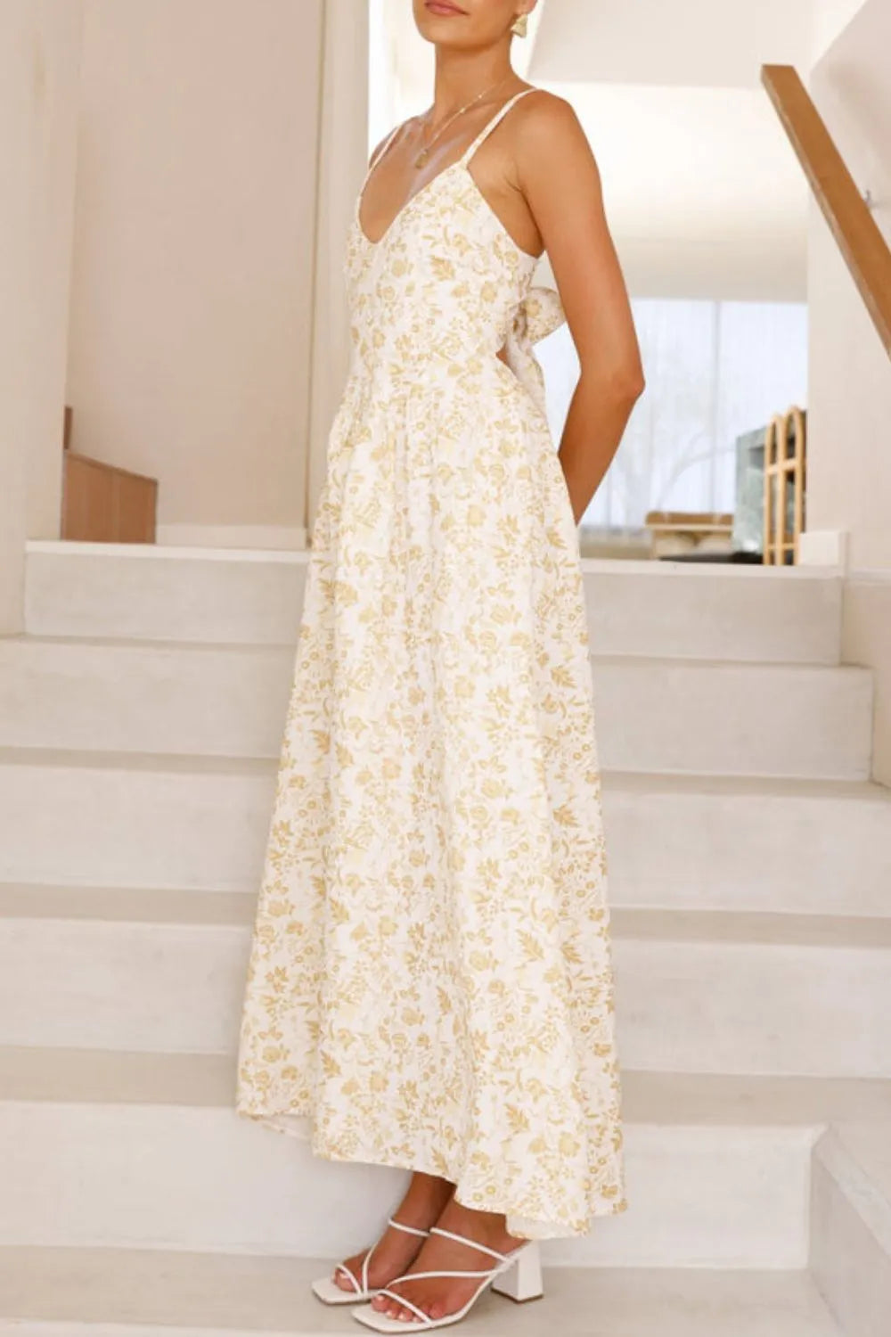 Bow Back Printed V-Neck Cami Dress, view 18