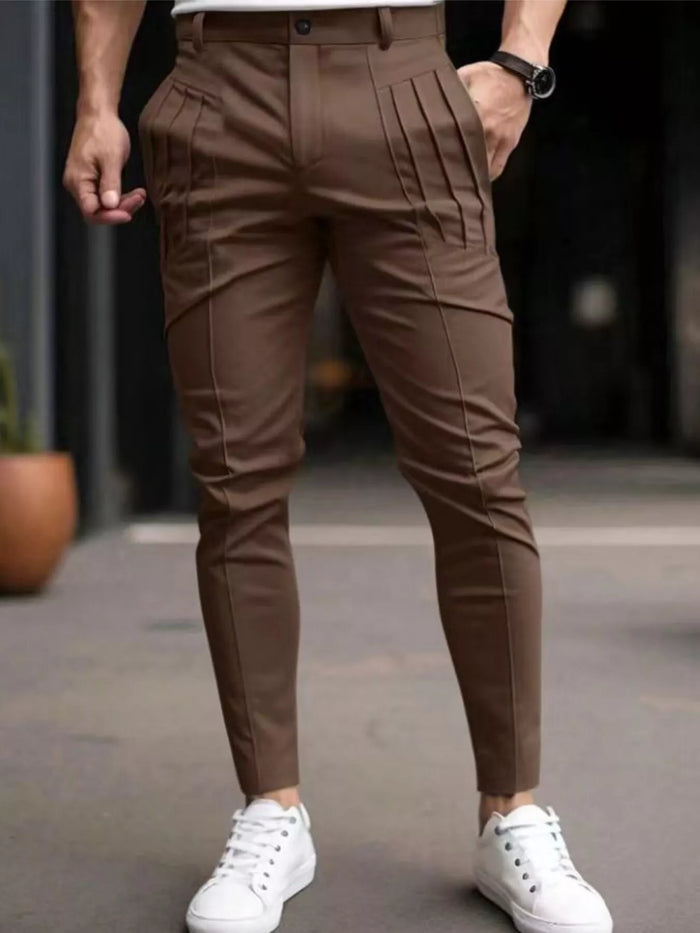 Men's Full Size Pleated Slim Fit Casual Pants Plus Size - Lilixa.store