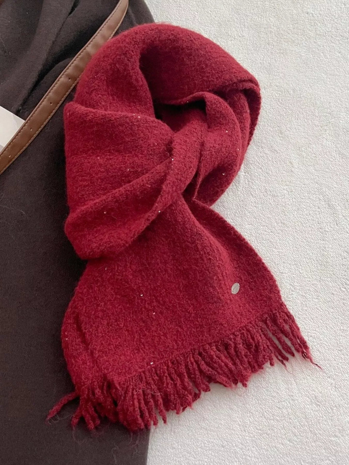 Fringe Hem Knitted Scarf - Lilixa.store