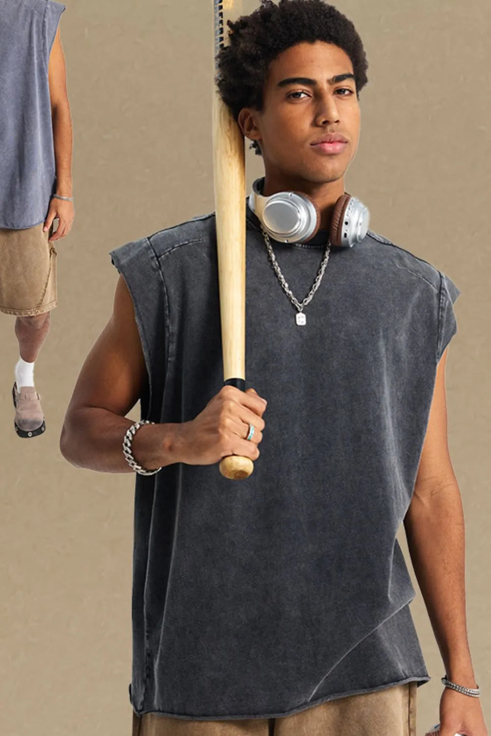 Men's Washed Round Neck Tank - Lilixa.store