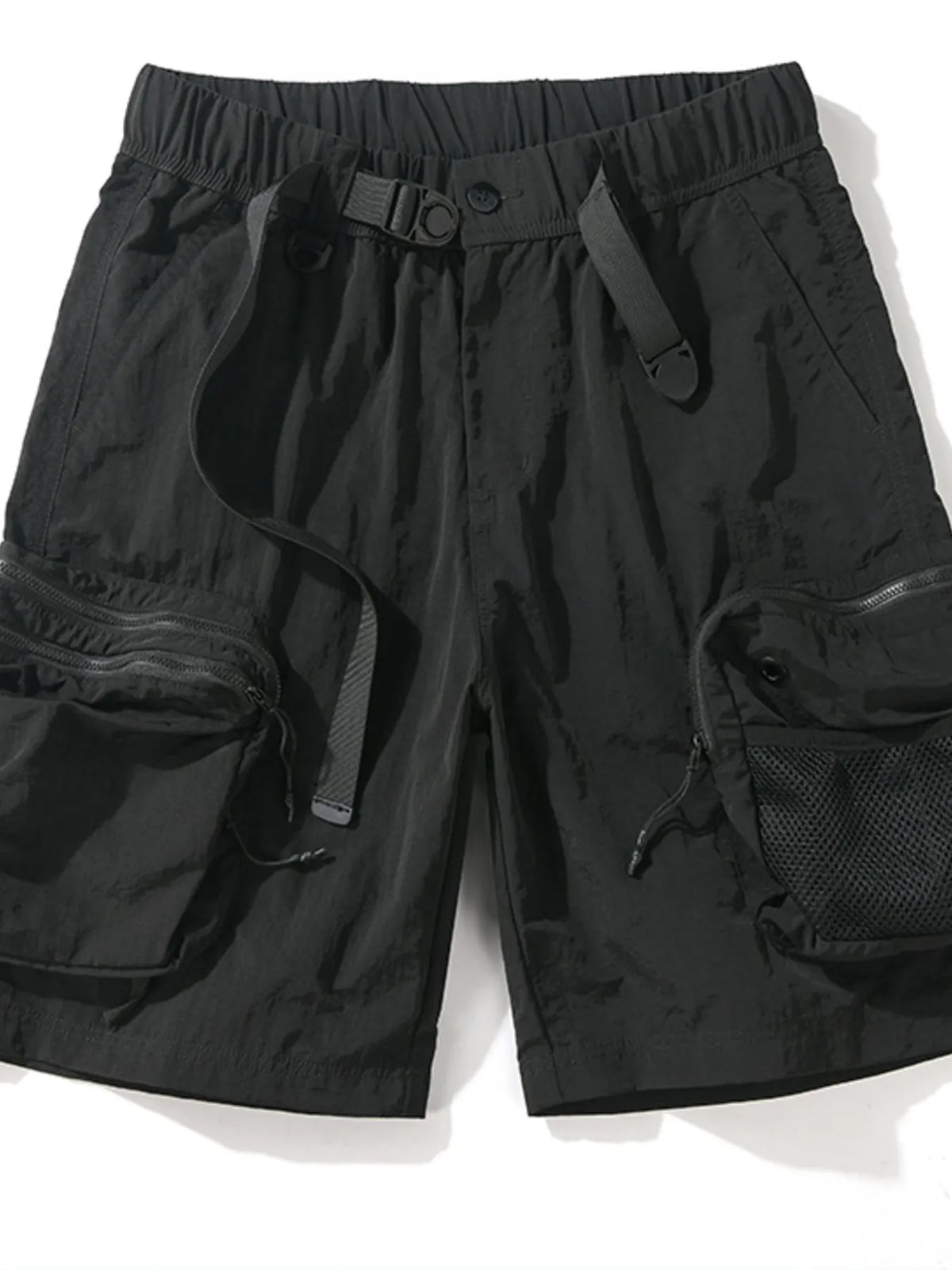 Men's Plus Size Multi-Pocket Cargo Shorts in Black