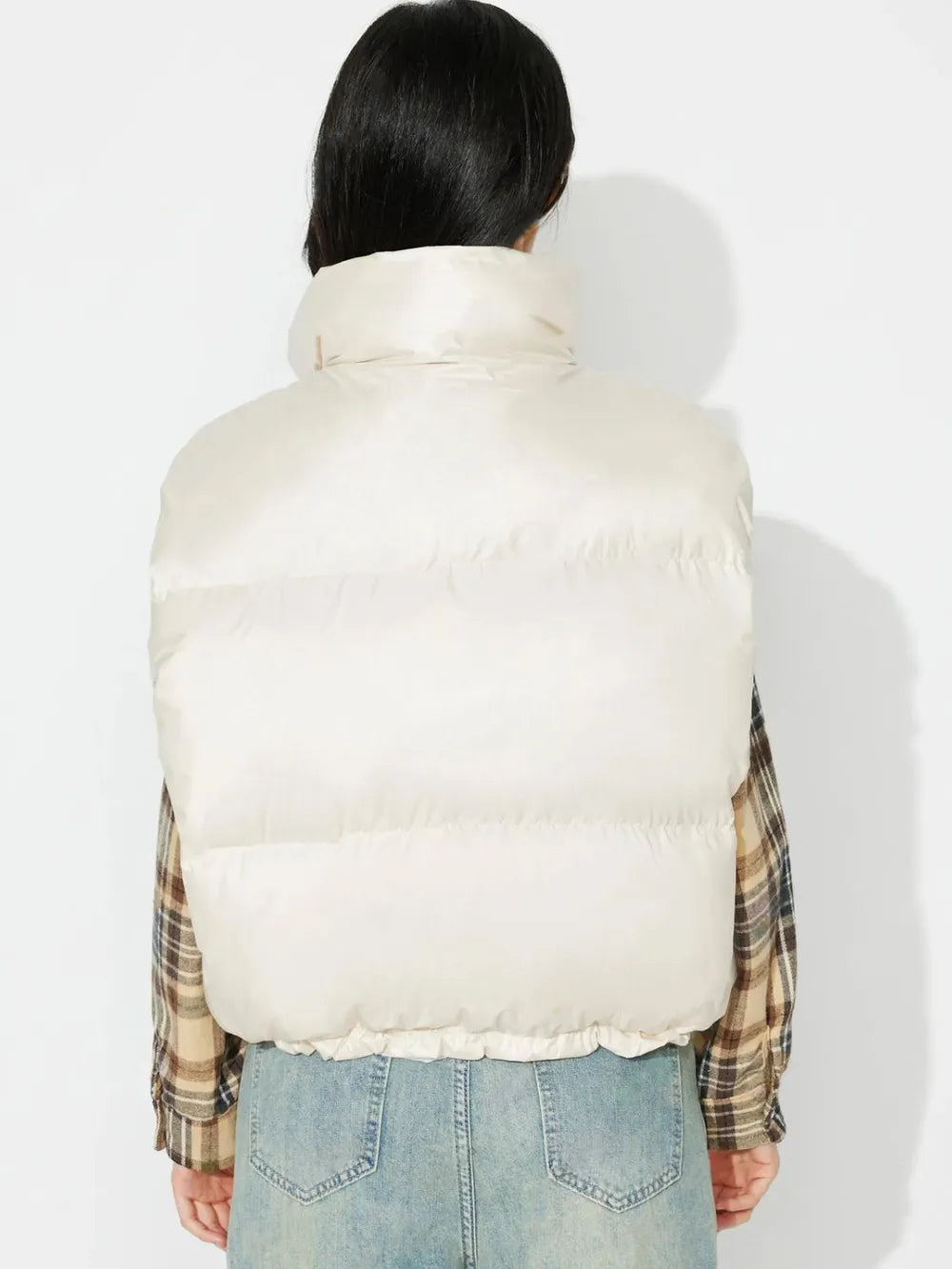 Zip Up Vest Coat with Pockets in Cream, view 2