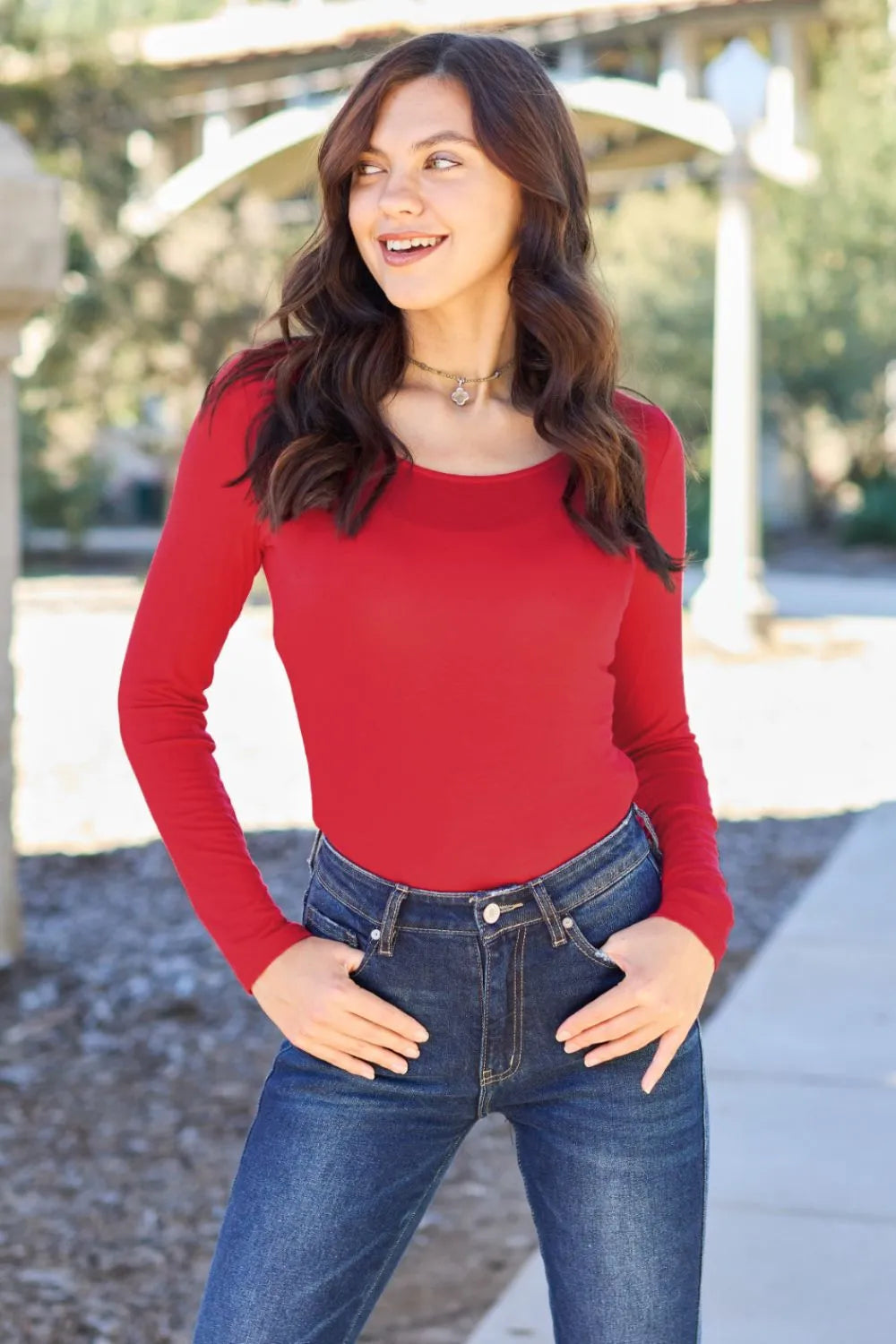 Basic Bae Full Size Round Neck Long Sleeve Bodysuit - Lilixa.store