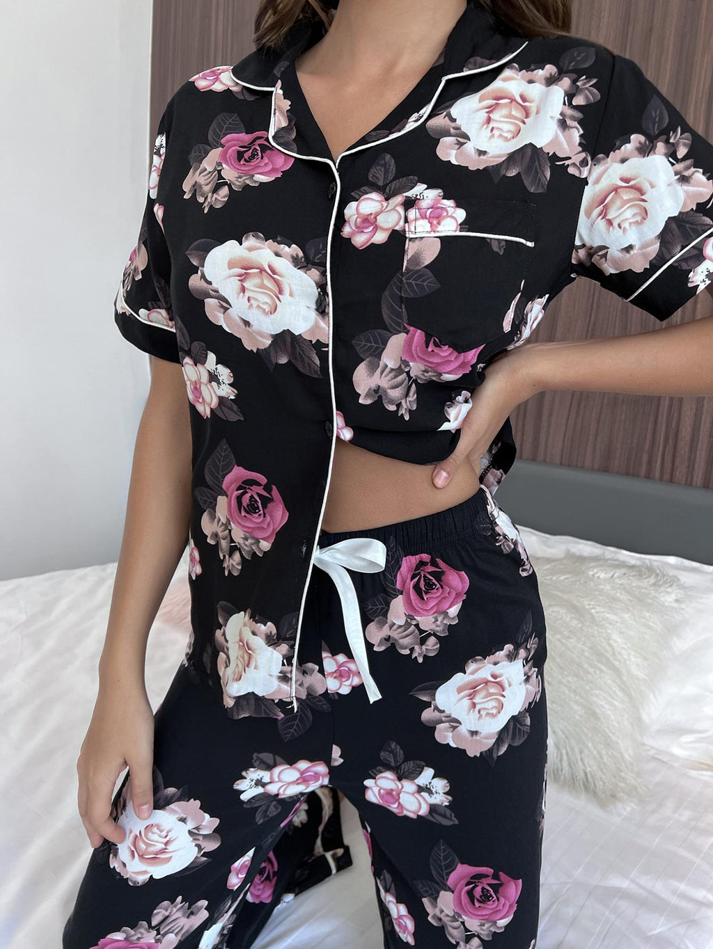 Floral Short Sleeve Shirt and Pants Lounge Set - Lilixa.store