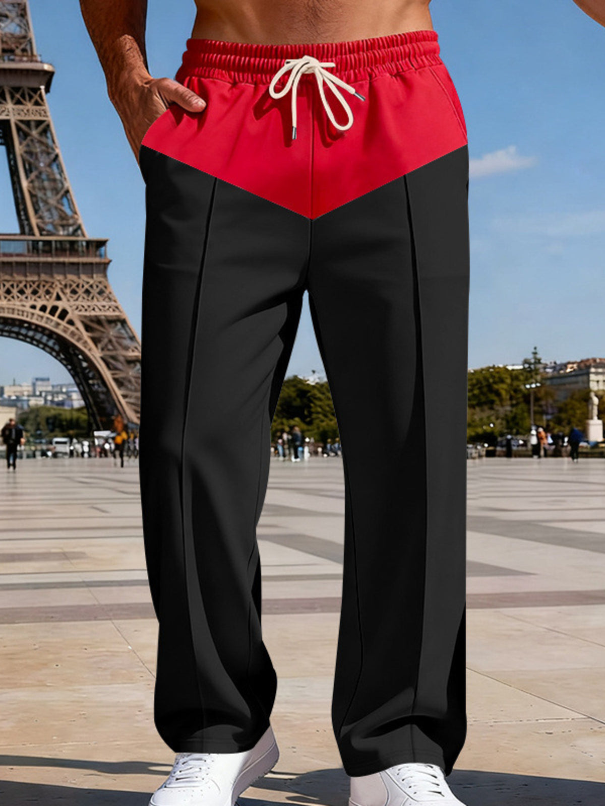 Men's Full Size Two-Tone Relaxed Fit Pants Plus Size, view 3