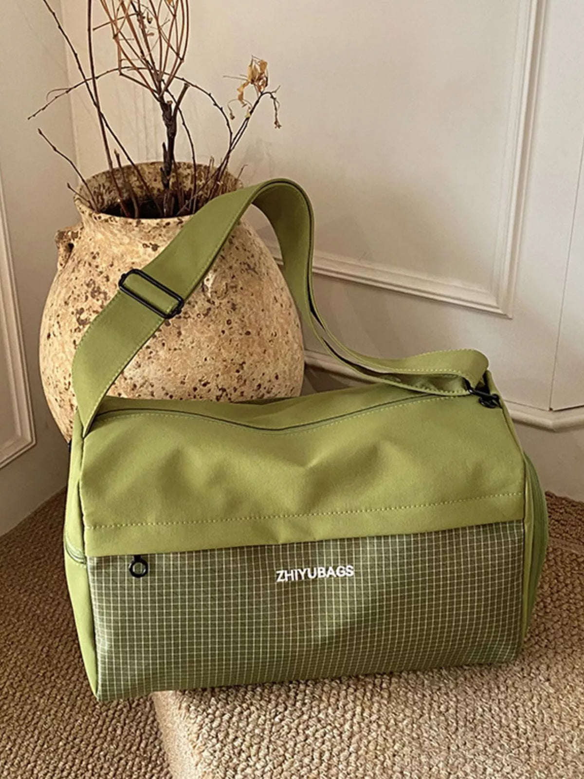Plaid Oxford Cloth Travel Bag, view 6
