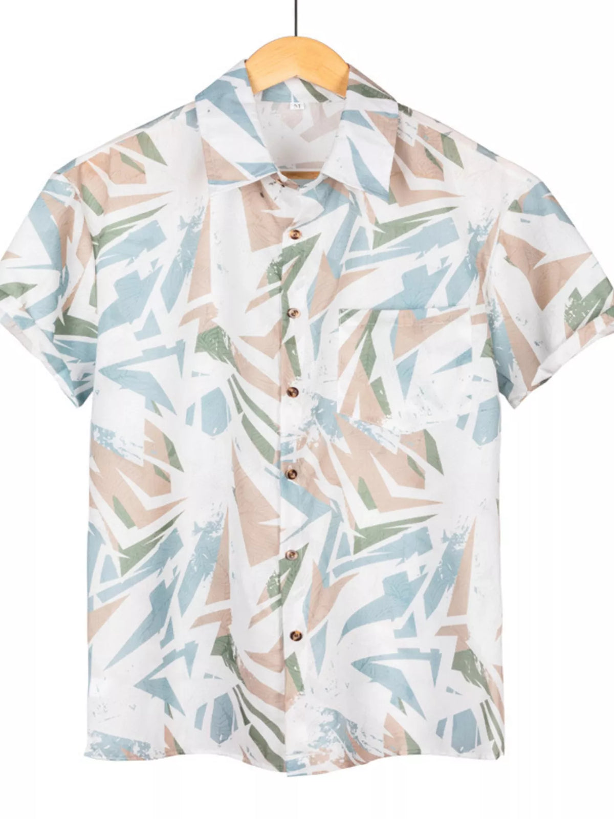 Men's Full Size Short Sleeve Geometric Print Casual Button-Down Shirt Plus Size - Lilixa.store