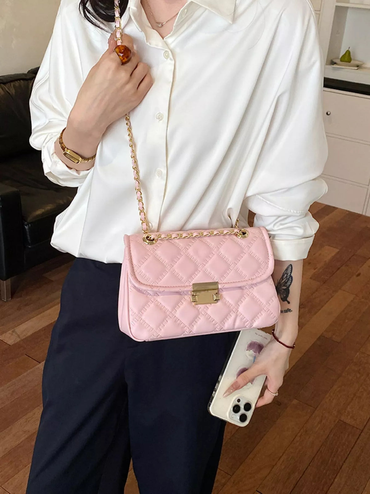 Quilted Chain Crossbody Bag