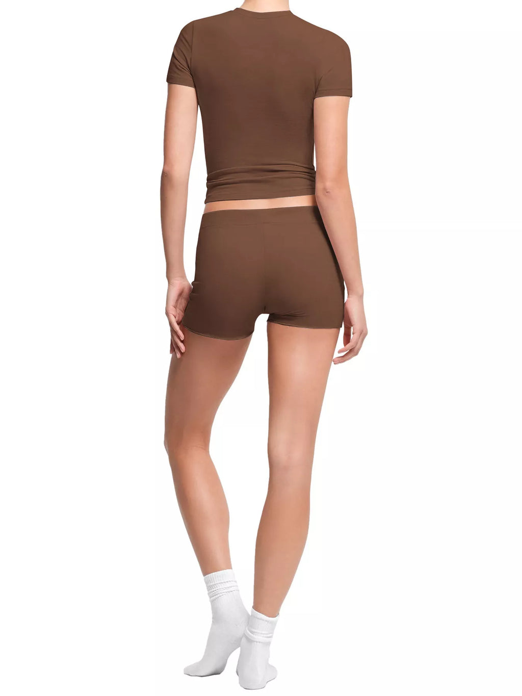Mock Neck Crop Top and Drawstring Shorts Set - Lilixa.store