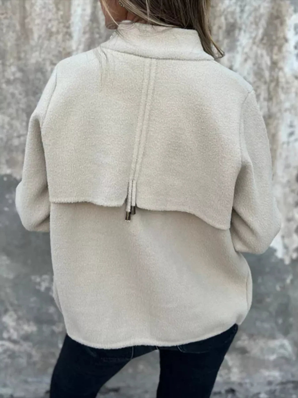 Full Size Textured Knit Zip Up Outerwear Plus Size, view 4