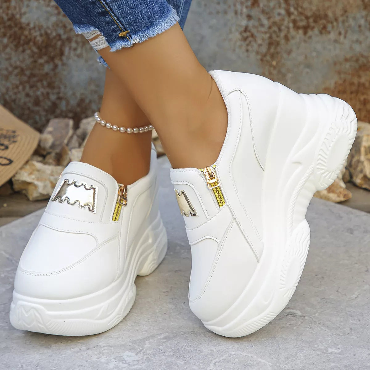 Round Toe Platform Sneakers - Lilixa.store
