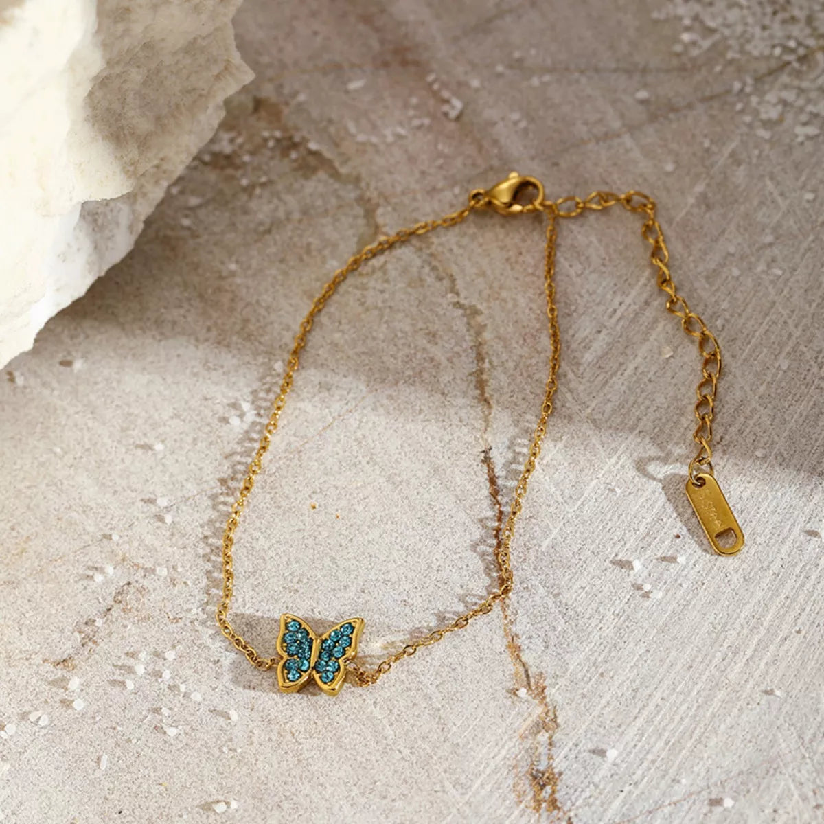18K Gold-Plated Butterfly Adjustable Bracelet, view 4