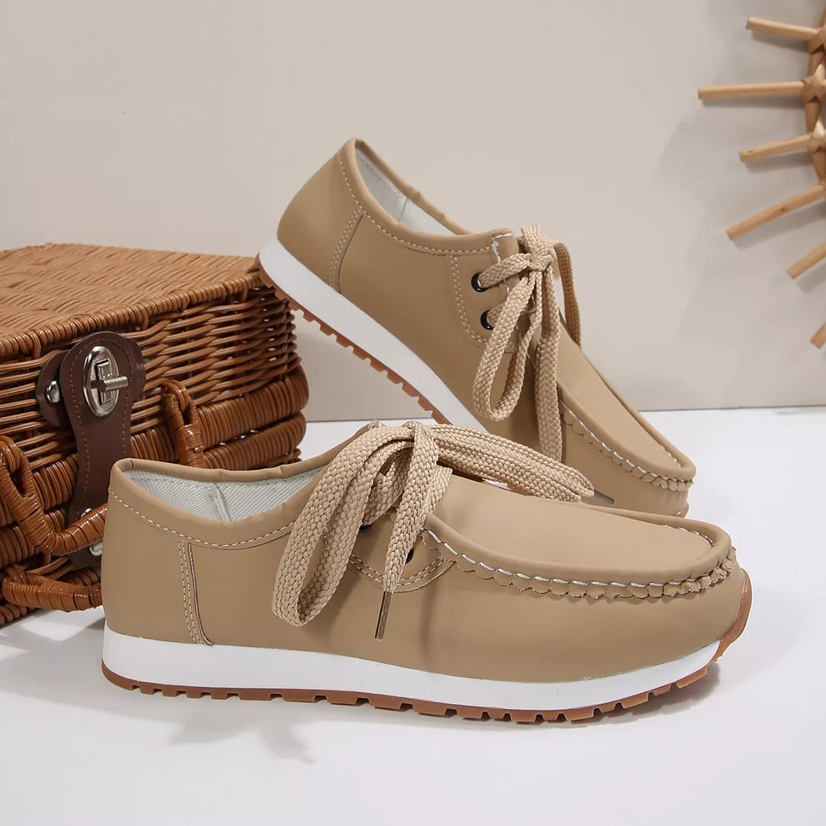 Round Toe Lace Up Sneakers - Lilixa.store