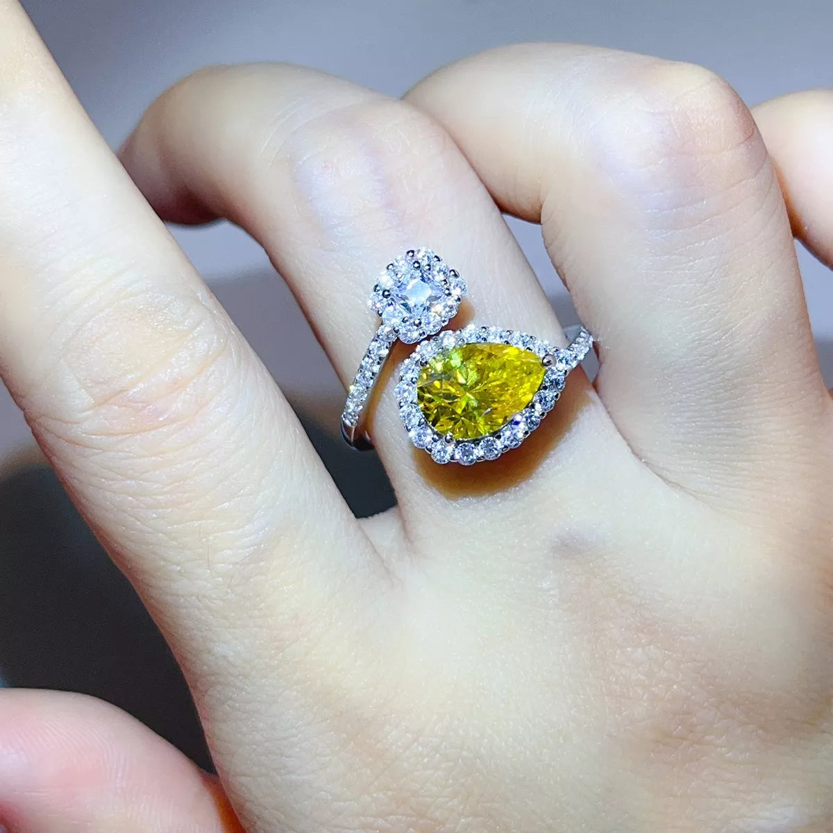 2 Carat Moissanite 925 Sterling Silver Bypass Ring