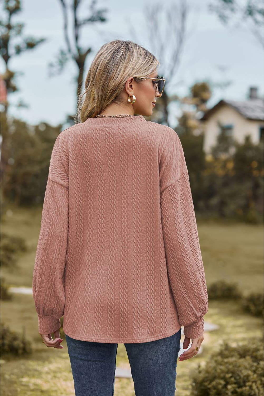 V-Neck Dropped Shoulder Blouse, view 10