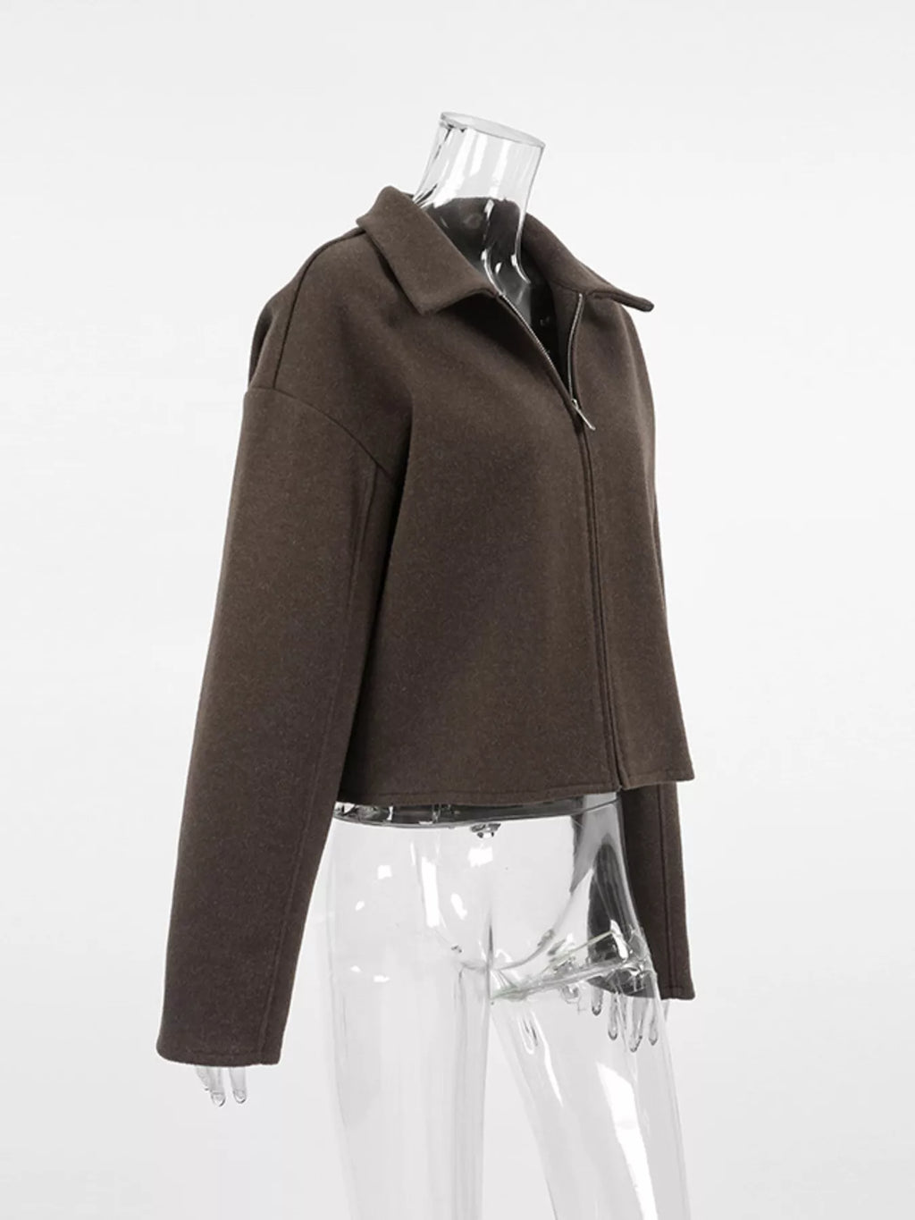 Zip Up Dropped Shoulder Jacket, view 6