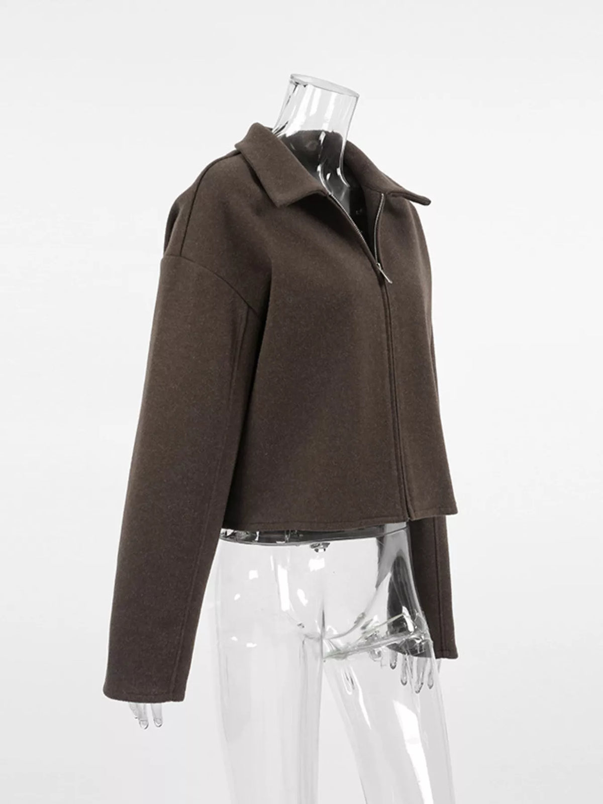 Zip Up Dropped Shoulder Jacket