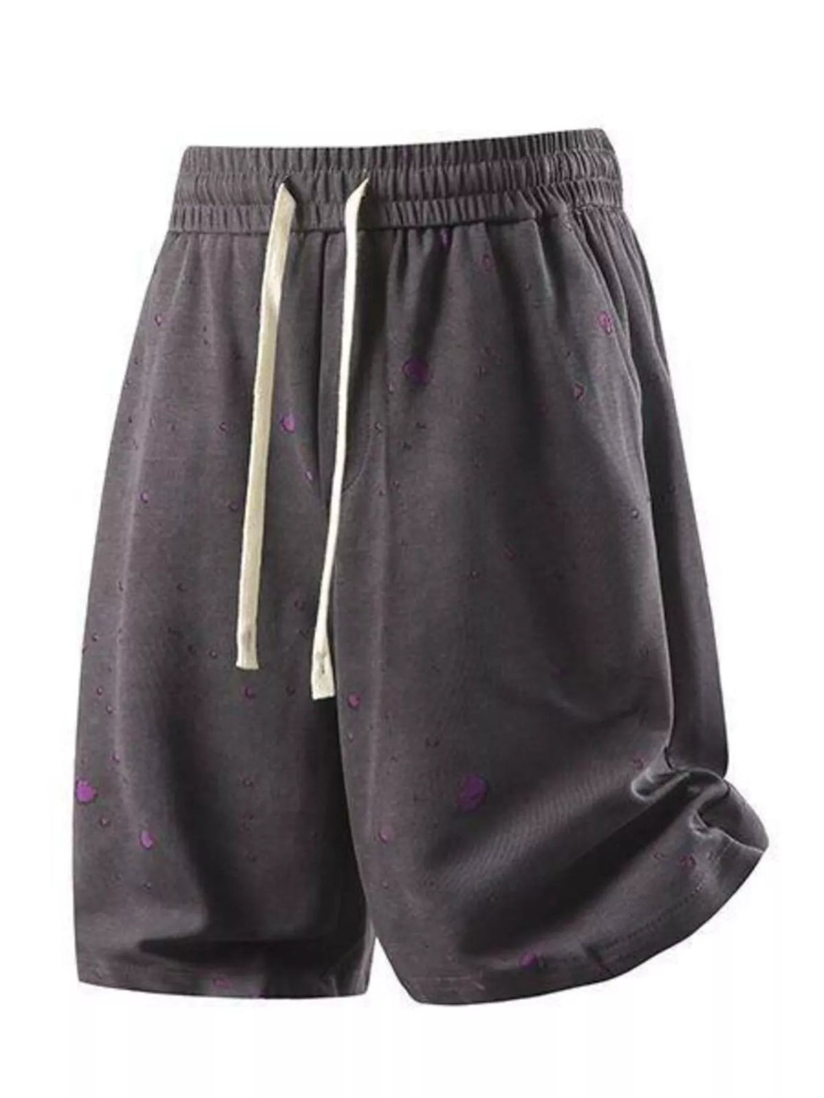Men's Plus Size Casual Drawstring Elastic Waist Shorts in Plum Purple