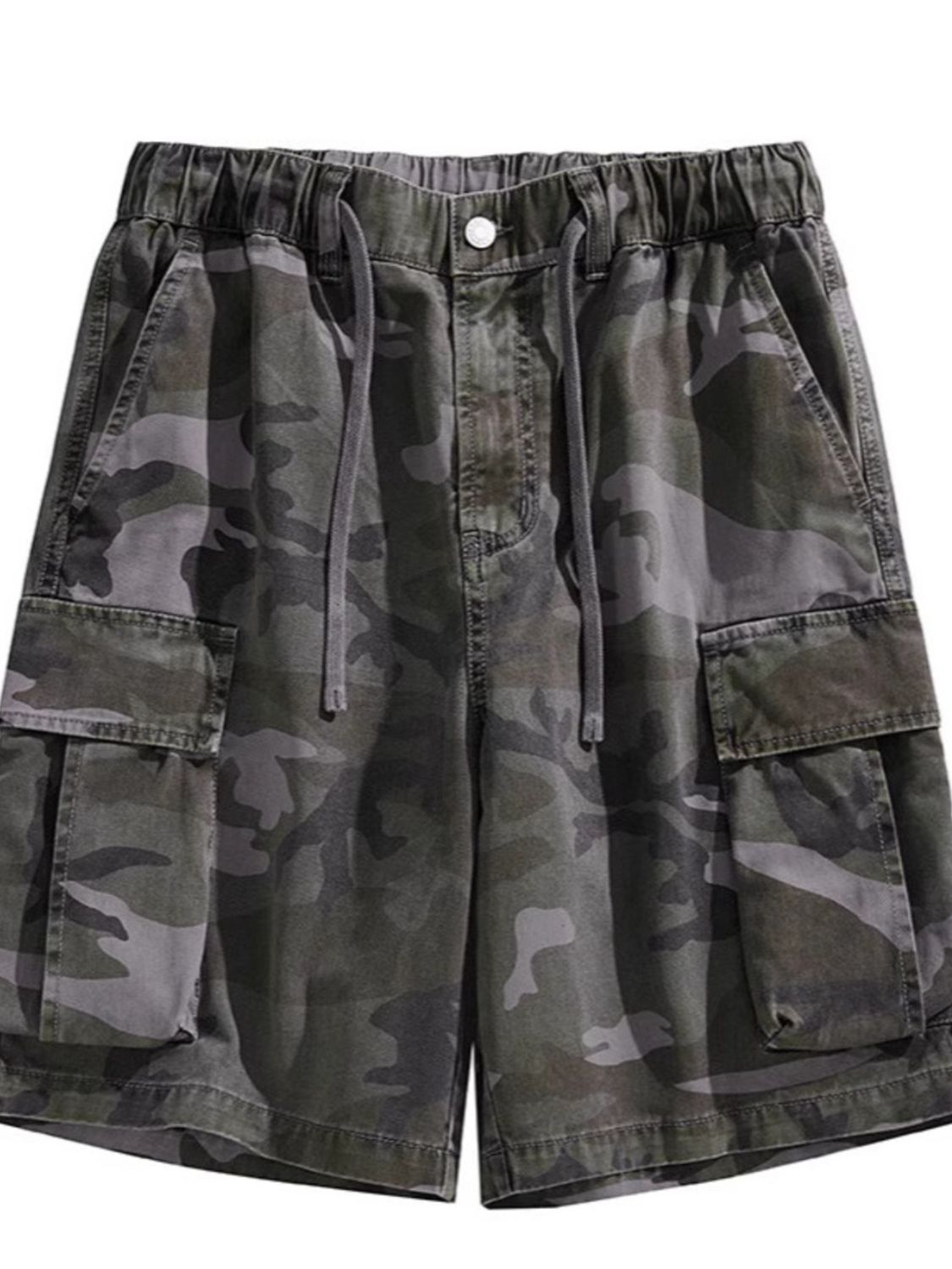 Men's Plus Size Relaxed Fit Camo Cargo Shorts in Dark Gray