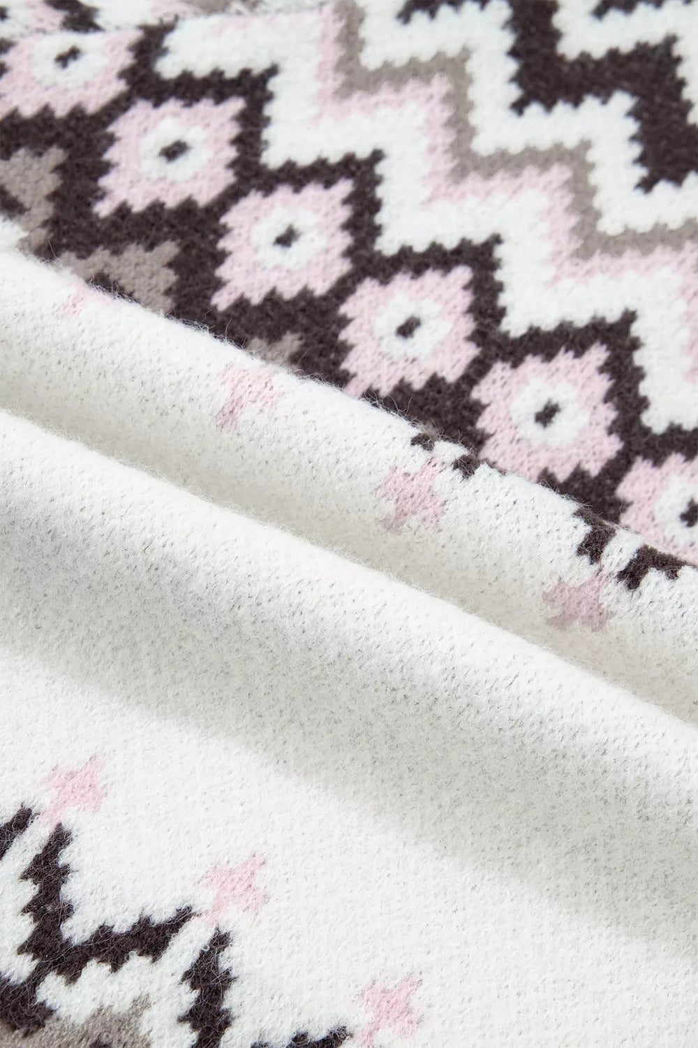 Geometric Pattern Brushed Knit Button Cardigan - Lilixa.store