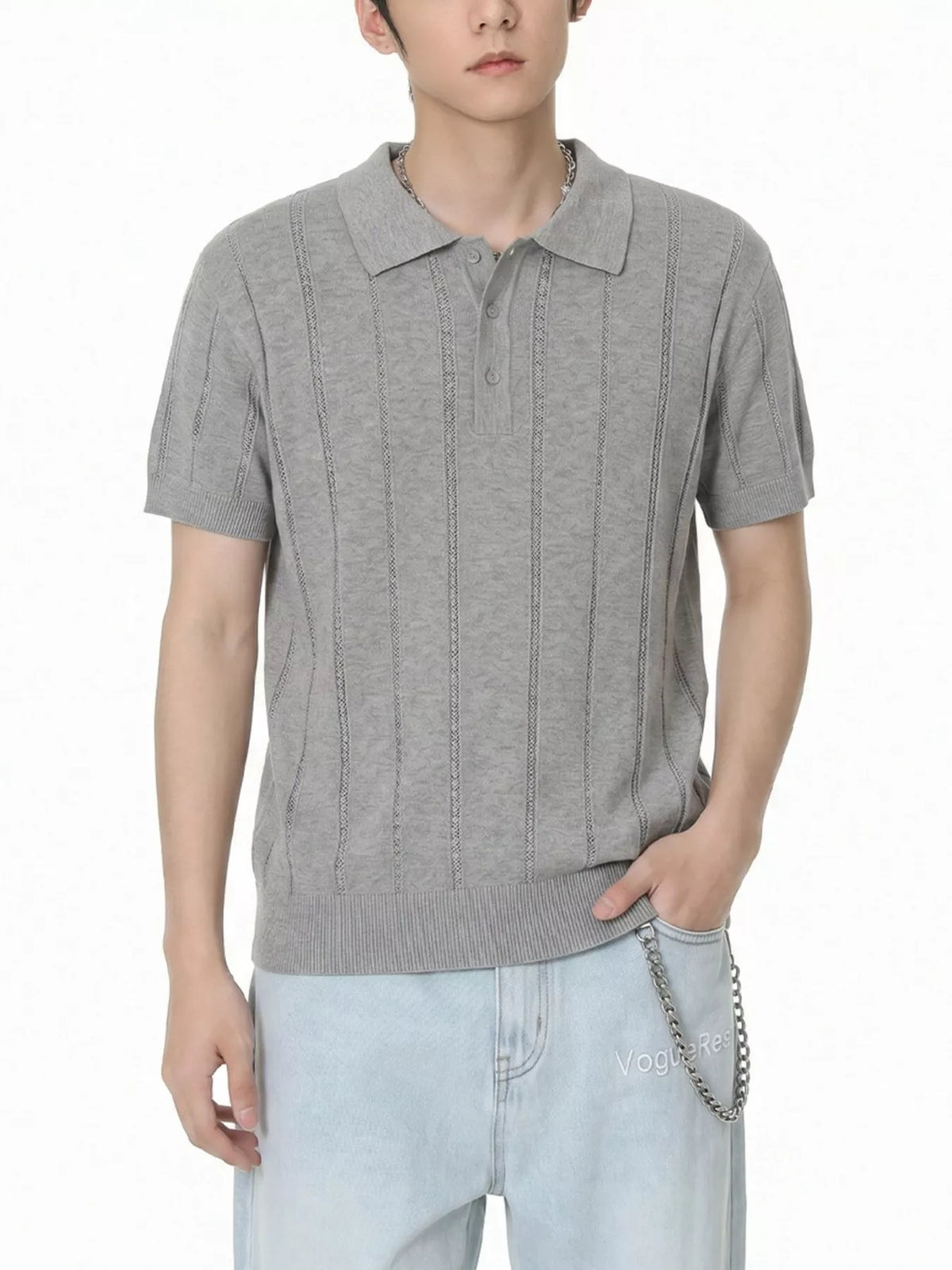 Men's Button Detail Short Sleeve Polo - Lilixa.store
