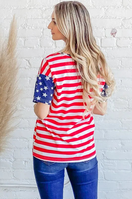 And The Why American Flag Short Sleeve Top - Lilixa.store