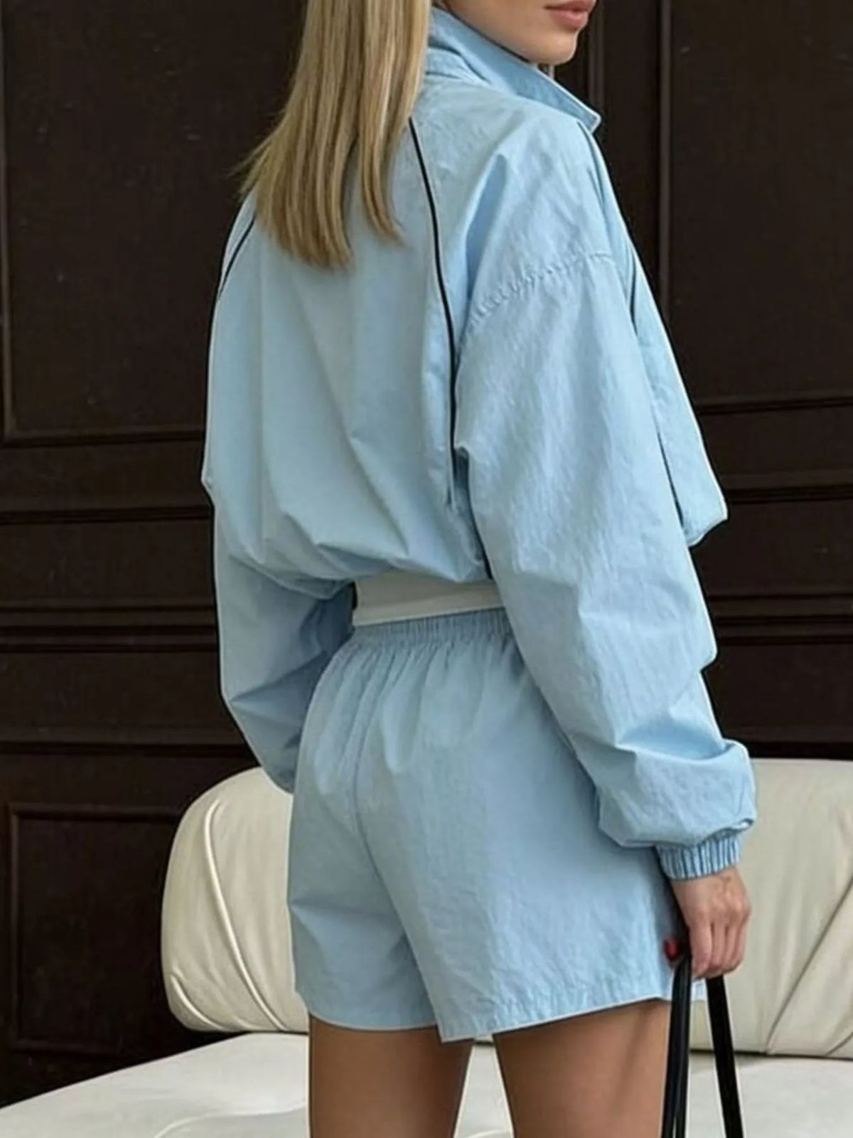 Zip-Up Jacket and Shorts Two-Piece Set - Lilixa.store