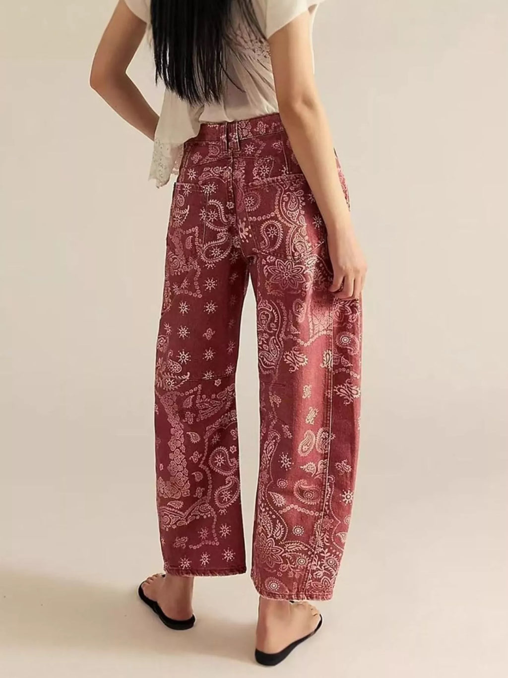 Printed Wide-Leg Jeans - Lilixa.store