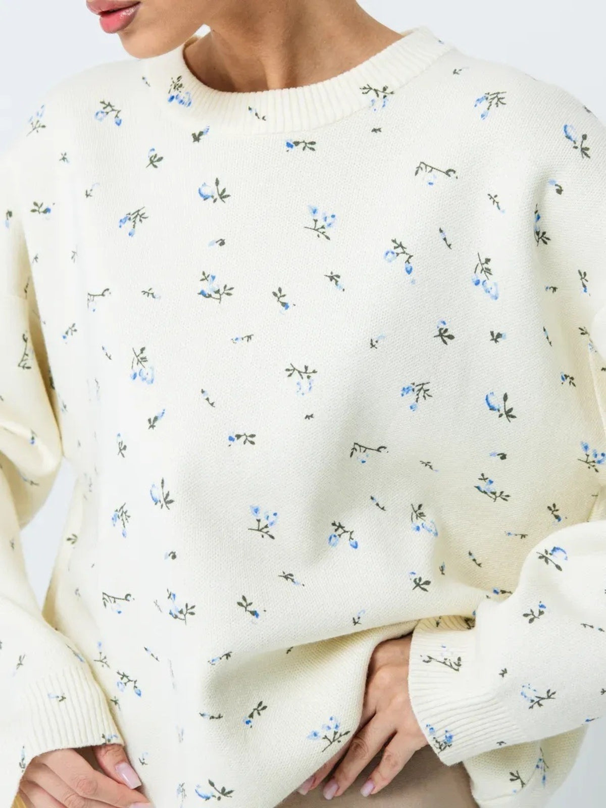 Floral Dropped Shoulder Oversized Sweater, view 2
