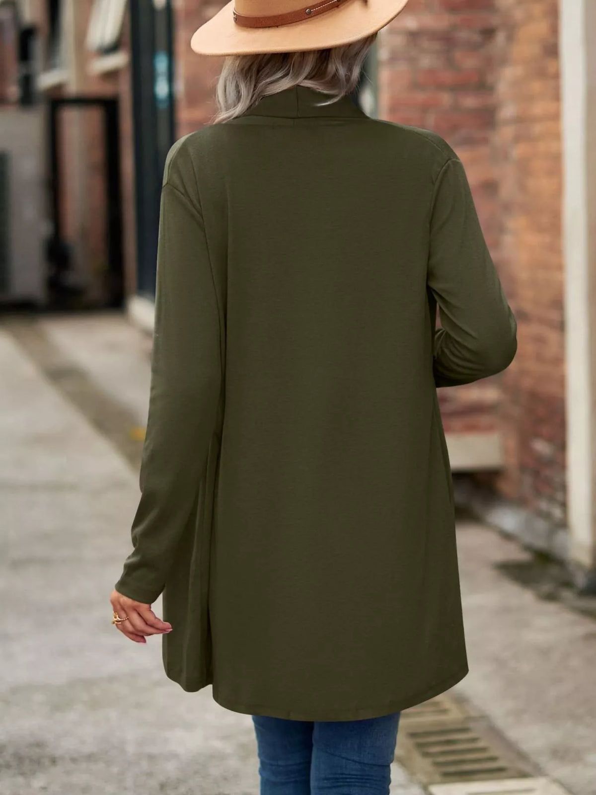 Open-Front Dropped Shoulder Cardigan - Lilixa.store